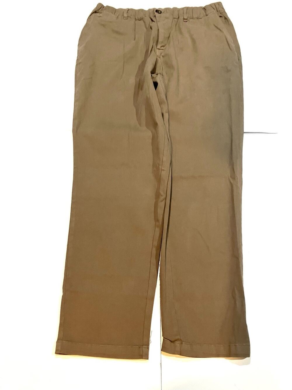 Cove USA Pants Mens 38x30 Beige Stretch Chino Elastic Waist Straight Casual Logo